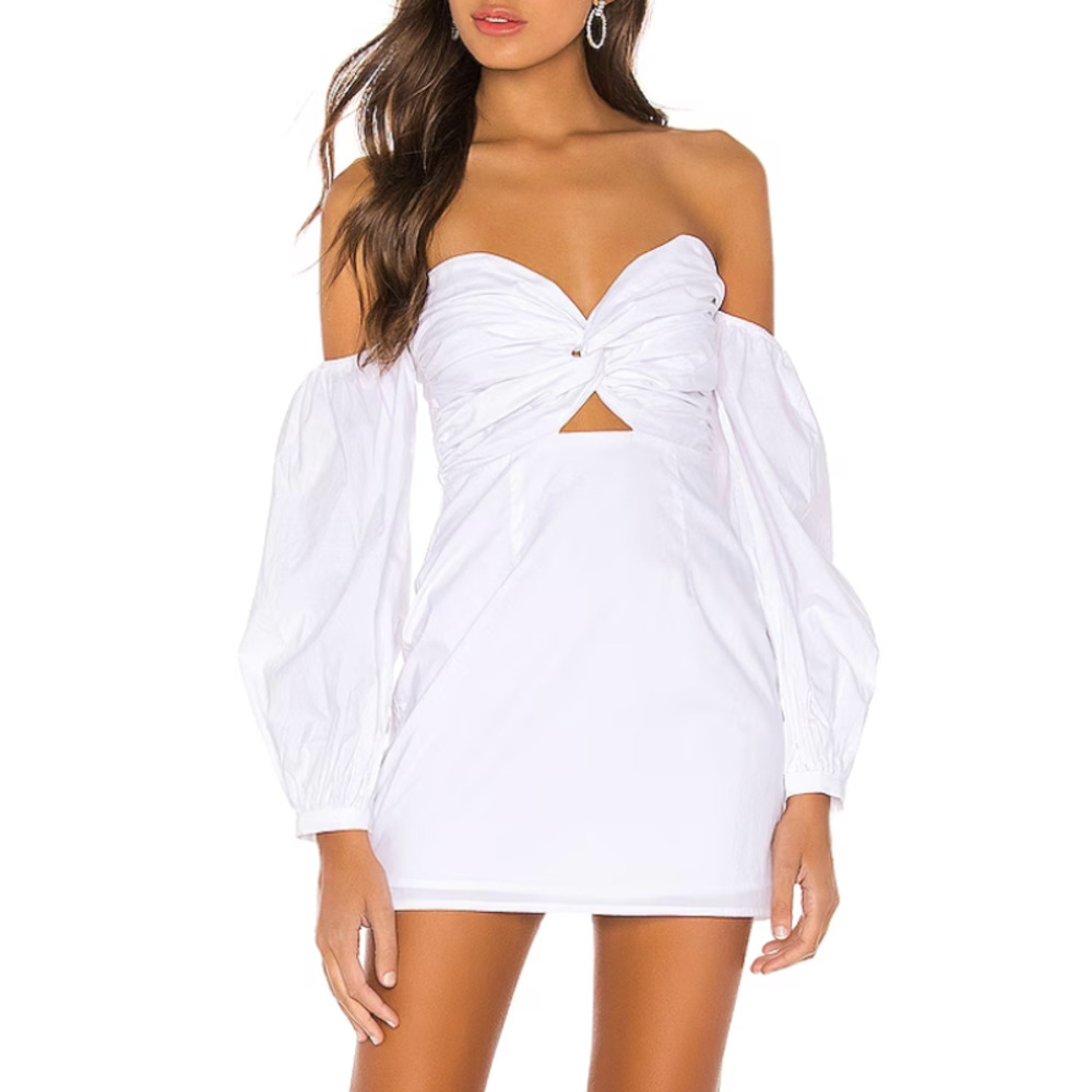Revolve Superdown White Off Shoulder Milkmaid Dre… - image 1